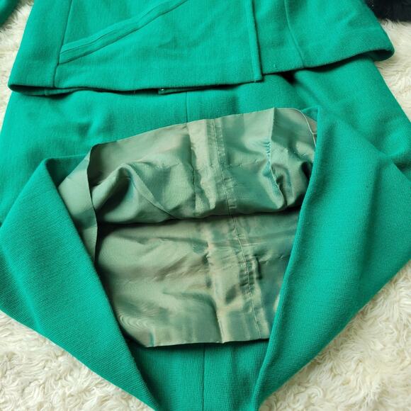 Banff Vintage 3 Piece Skirt Jacket Set Wool Green 10 - Picture 7 of 11